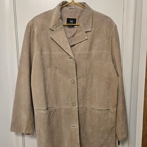 ISZ Suede leather jacket womans pockets Caramel